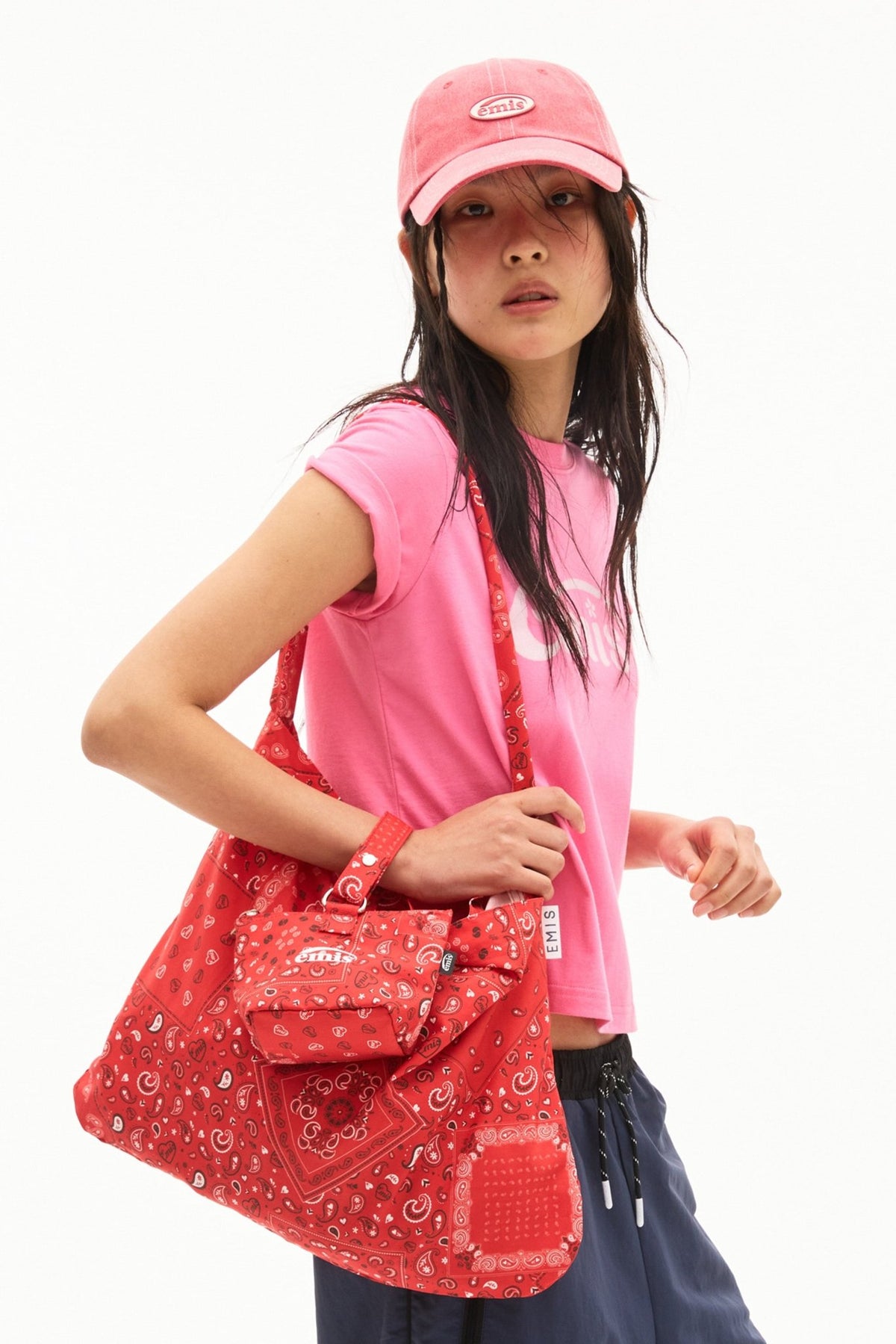 EMIS - logo paisley eco bag-red 1