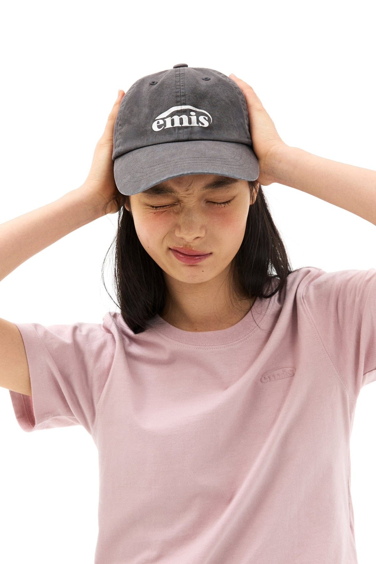EMIS - logo print pigment dyeing ball cap-gray 1