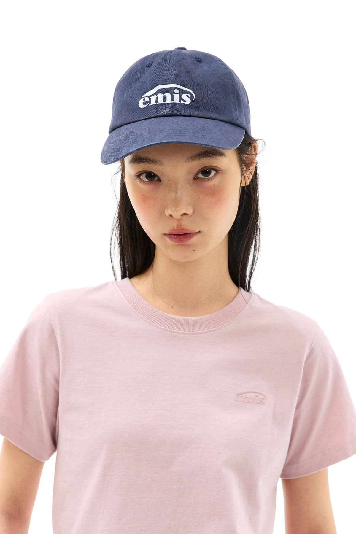 EMIS - logo print pigment dyeing ball cap-navy 1
