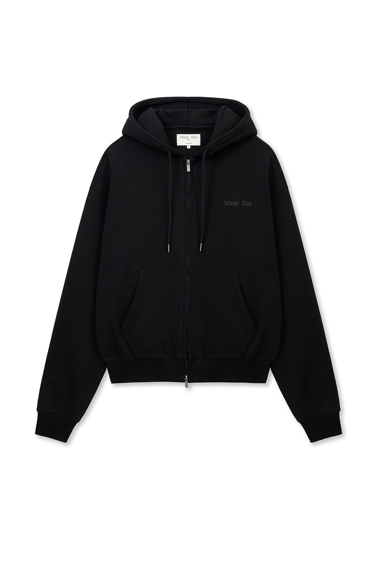 MATIN KIM - back logo essential hoody zip up in black 2