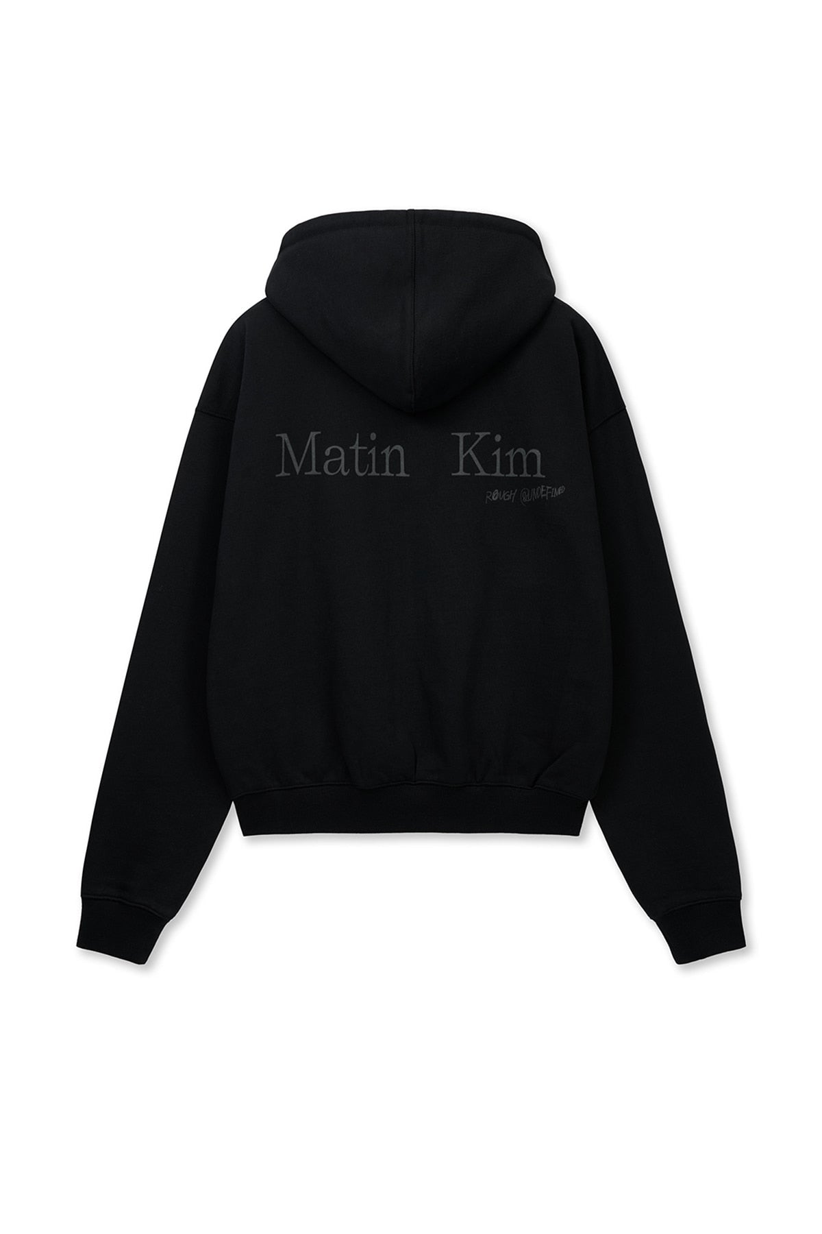 MATIN KIM - back logo essential hoody zip up in black 4