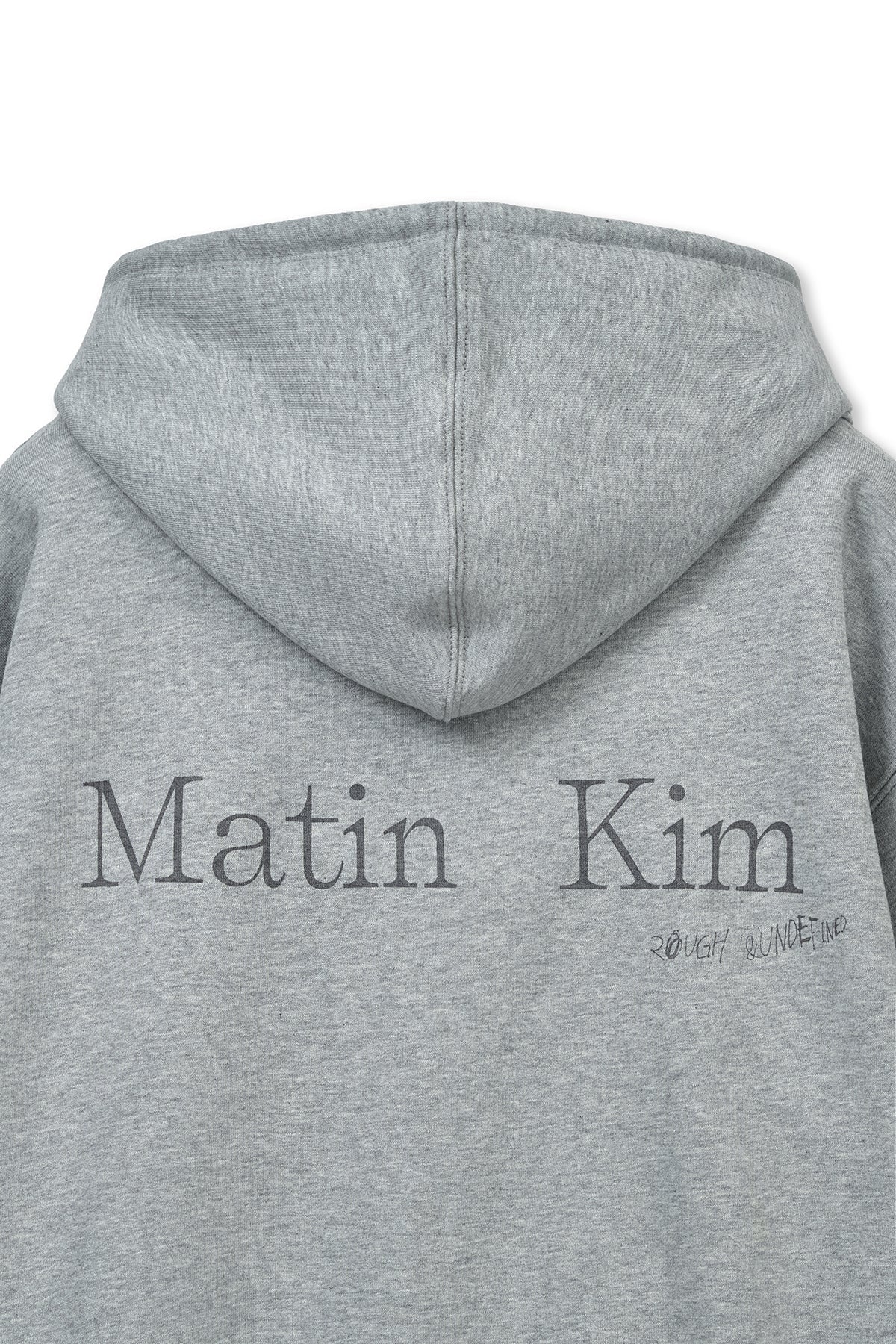 MATIN KIM - back logo essential hoody zip up in grey 7