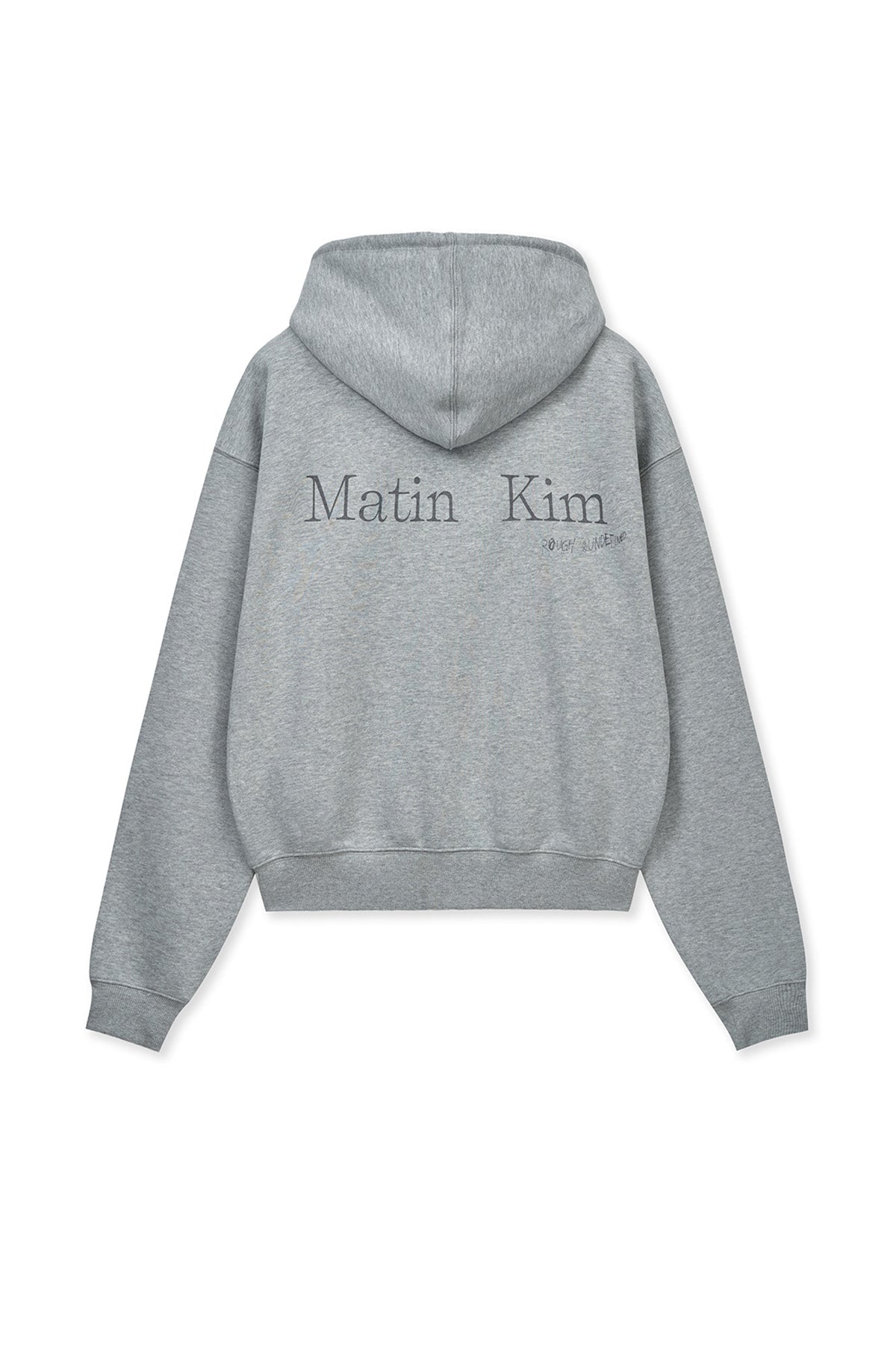 MATIN KIM - back logo essential hoody zip up in grey 4