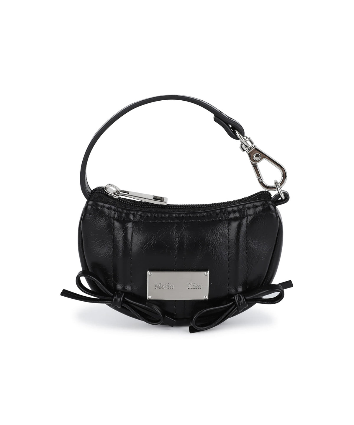 MATIN KIM - half shirring ribbon charm in black 10