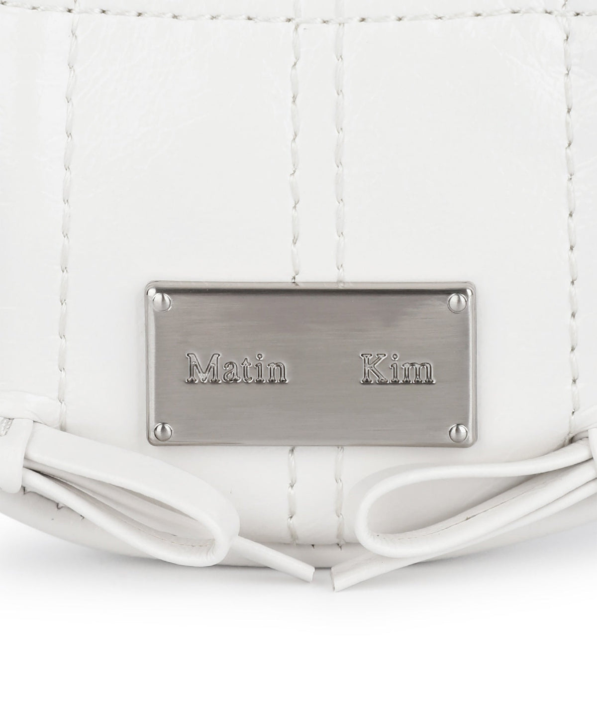 MATIN KIM - half shirring ribbon charm in ivory 12
