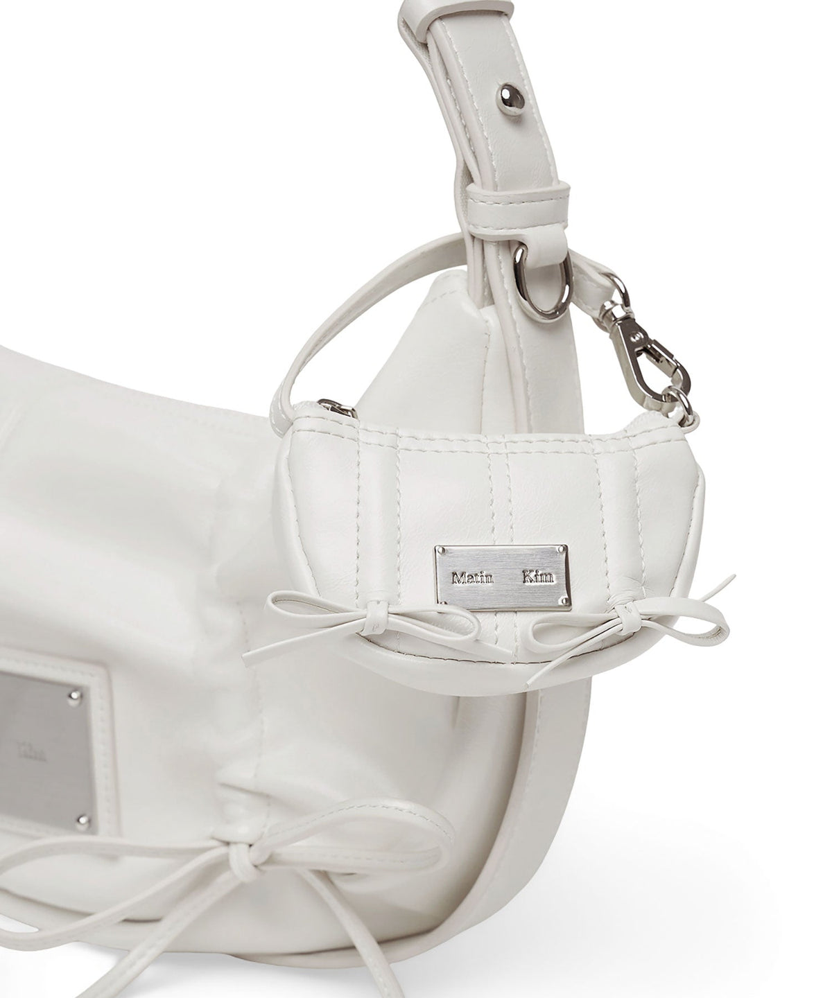 MATIN KIM - half shirring ribbon charm in ivory 7