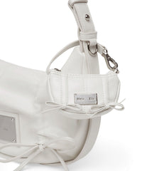 MATIN KIM - half shirring ribbon charm in ivory 1