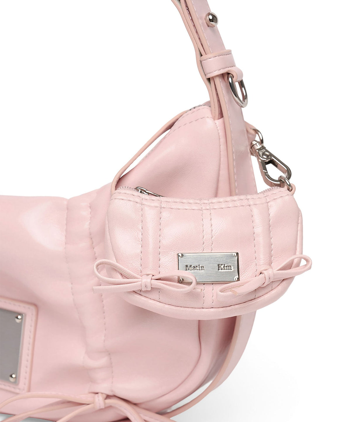 MATIN KIM - half shirring ribbon charm in light pink 1