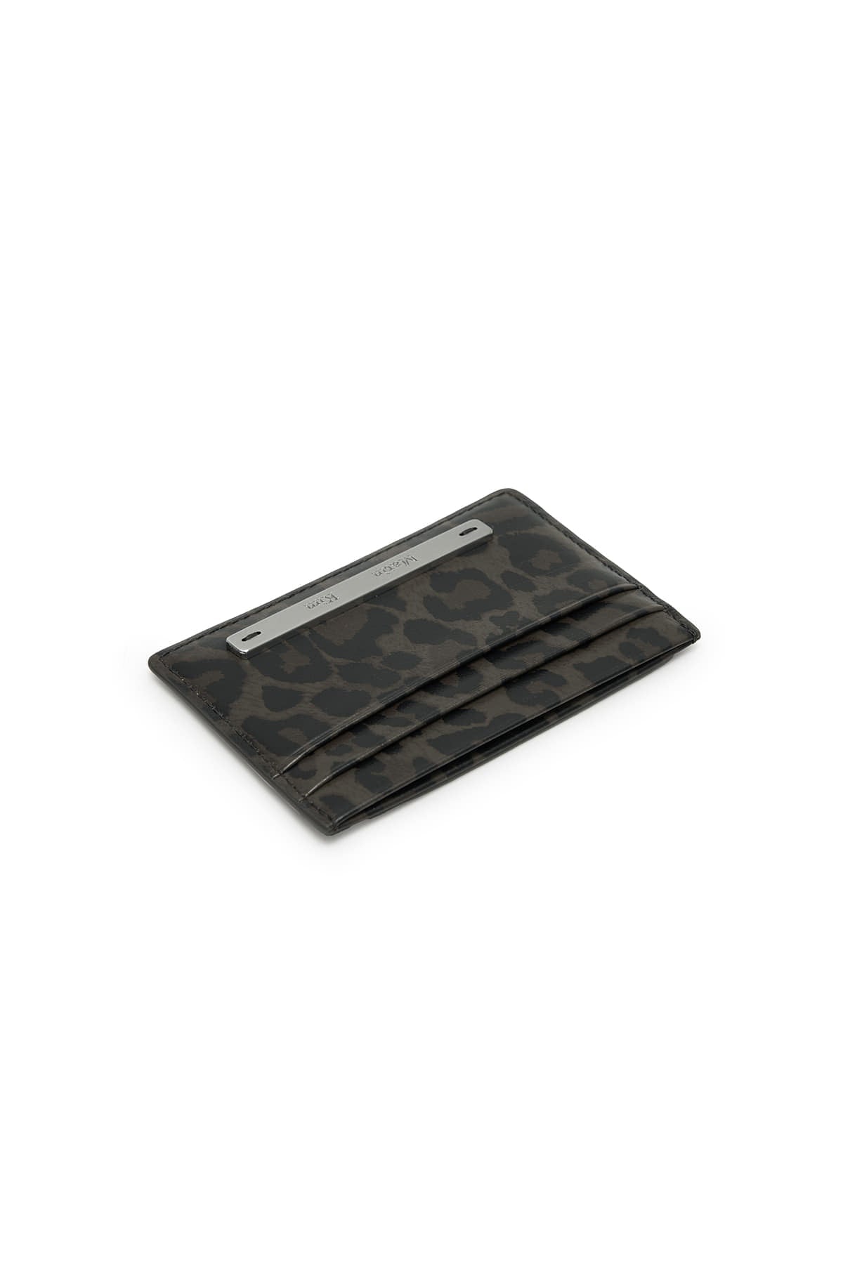 MATIN KIM - leopard vintage card wallet in charcoal 3