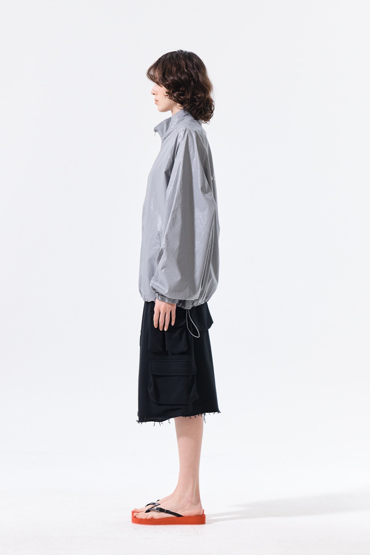 MATIN KIM - logo coating jumper in dark grey 18