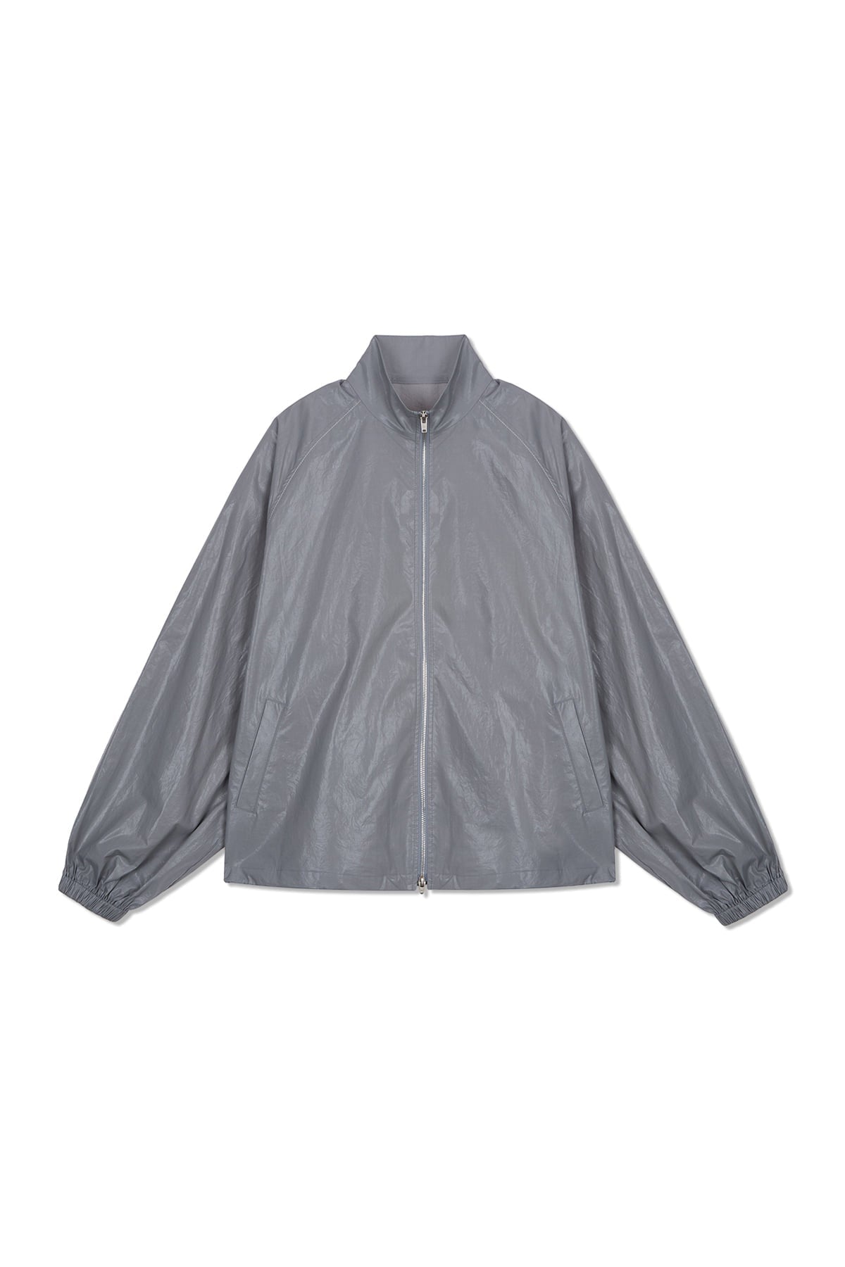 MATIN KIM - logo coating jumper in dark grey 1