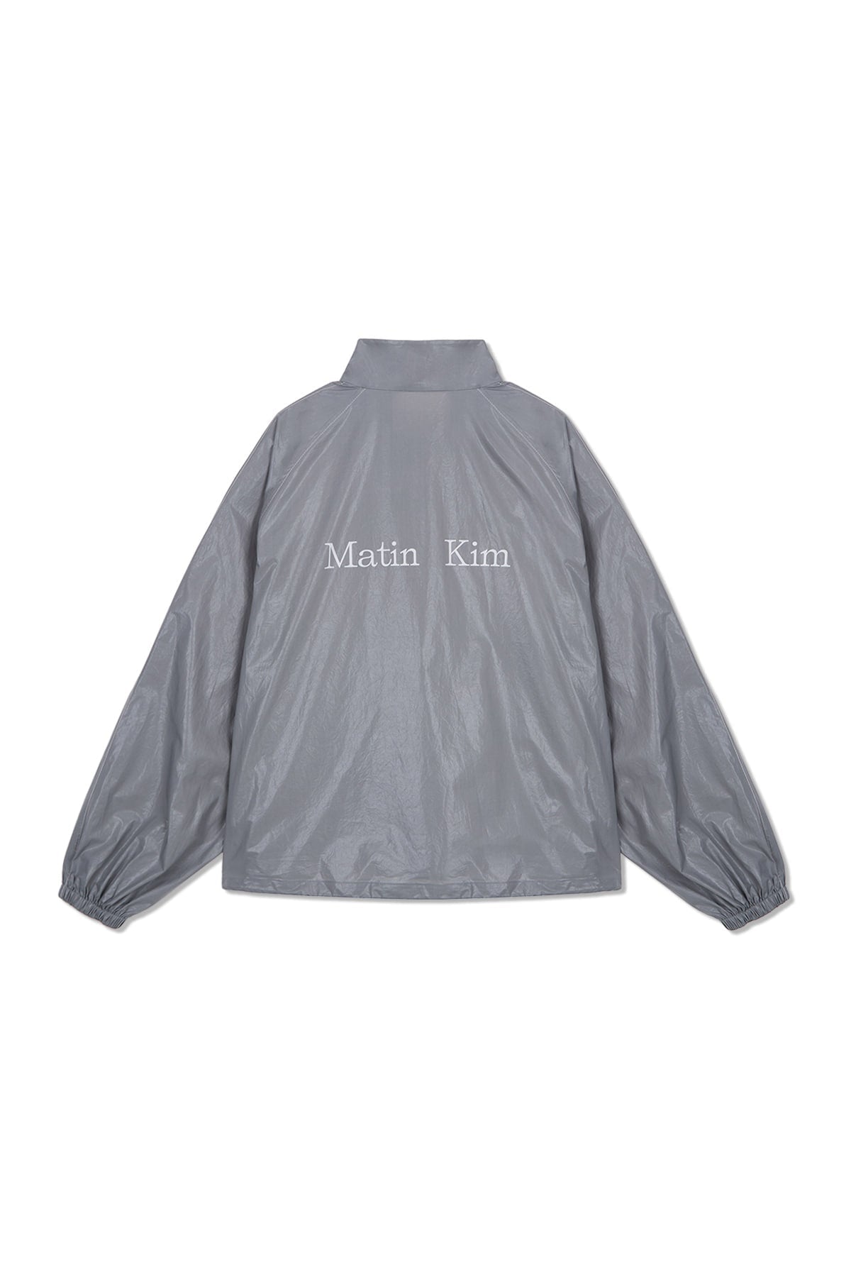 MATIN KIM - logo coating jumper in dark grey 14
