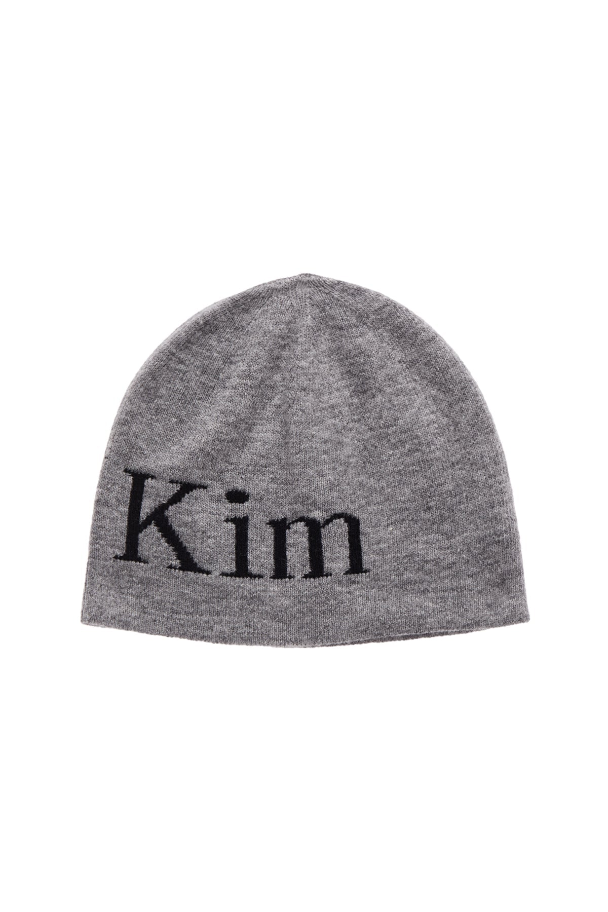 MATIN KIM - logo jacquard short beanie in grey 2