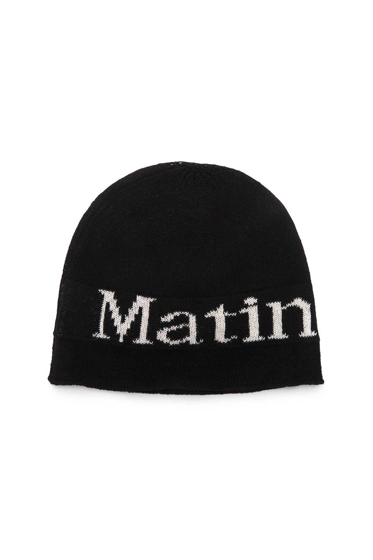 MATIN KIM - logo linen short beanie in black 5