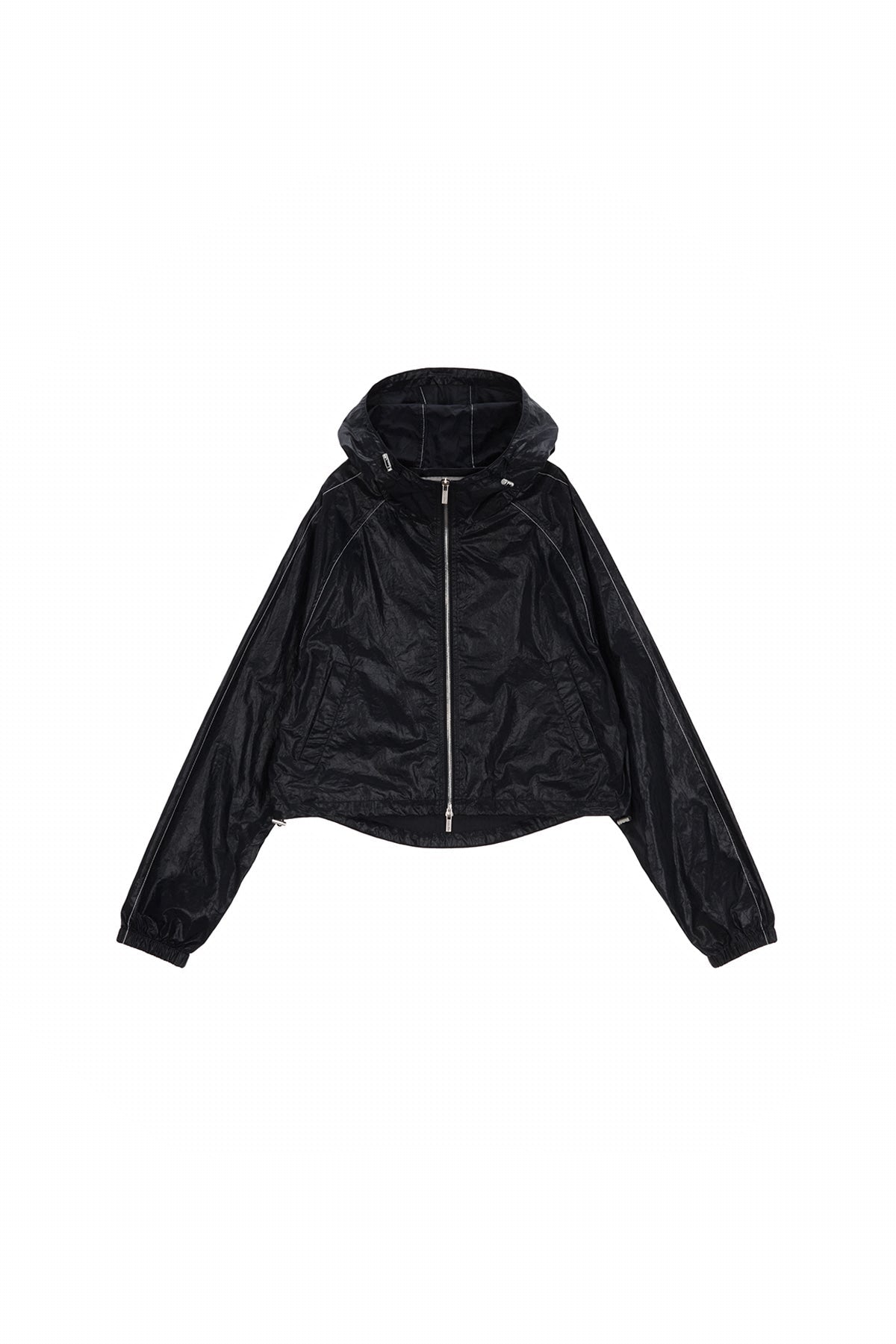MATIN KIM - matin crop hoody coating jumper in black 11