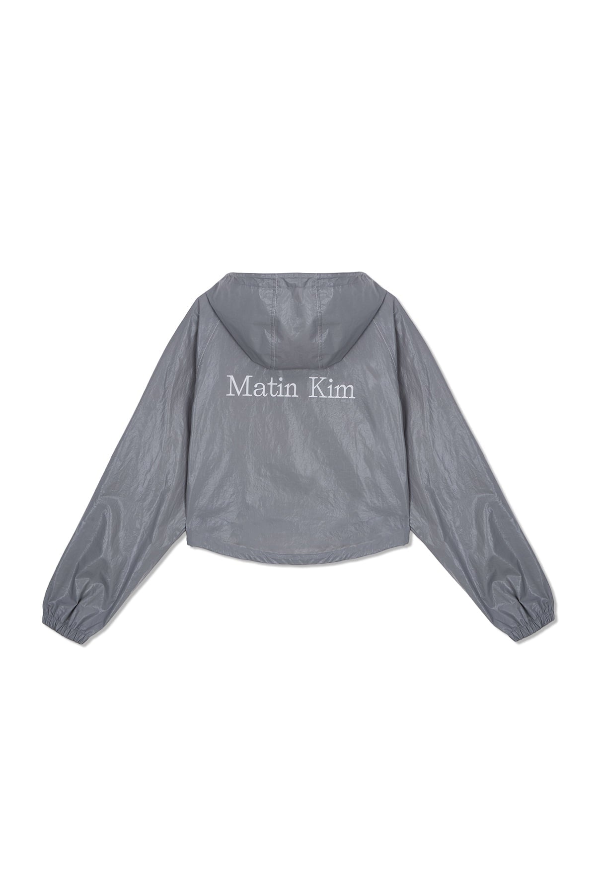 MATIN KIM - matin crop hoody coating jumper in dark grey 2