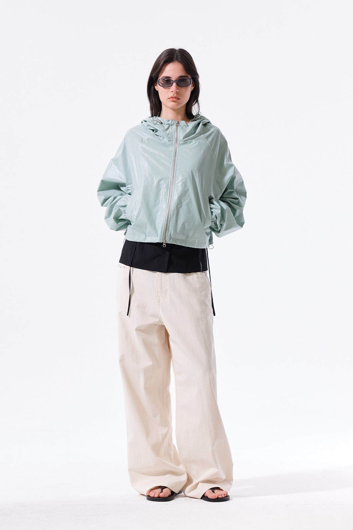 MATIN KIM - matin crop hoody coating jumper in mint 19