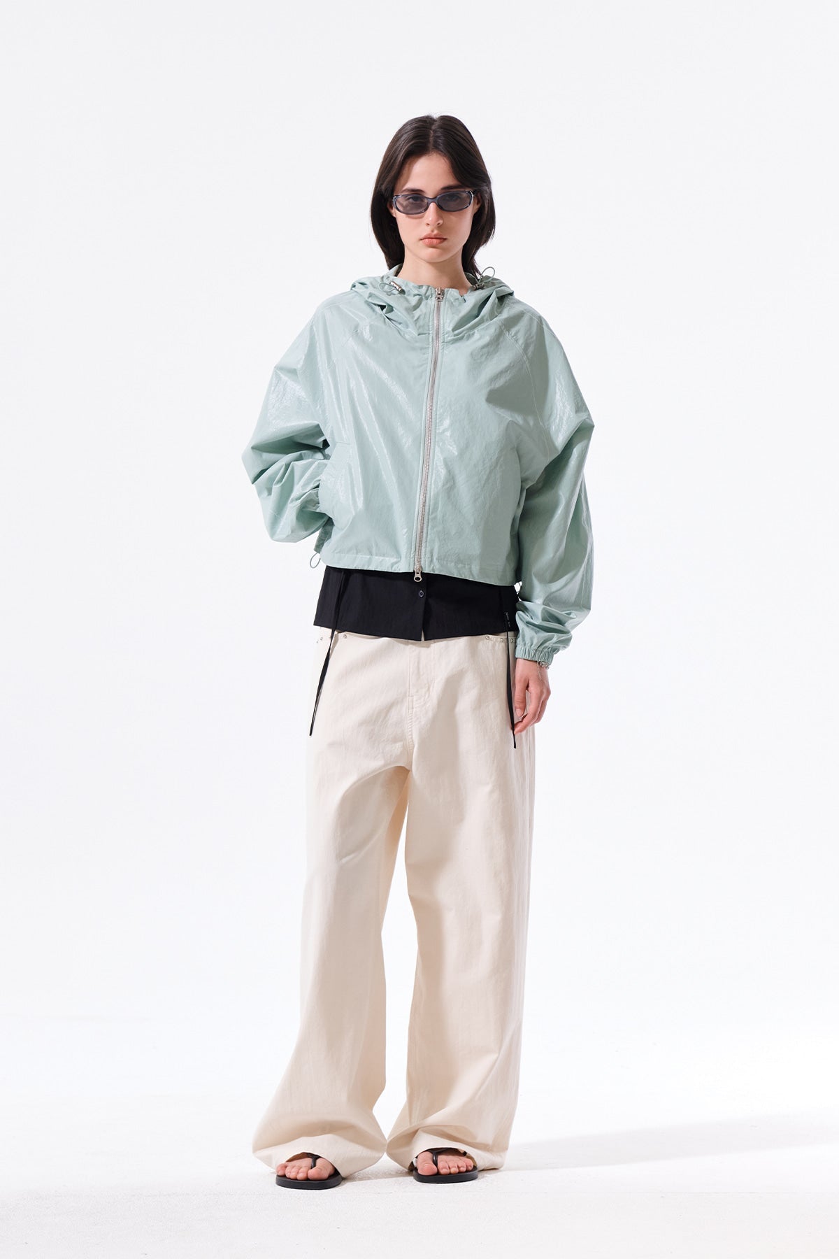 MATIN KIM - matin crop hoody coating jumper in mint 18