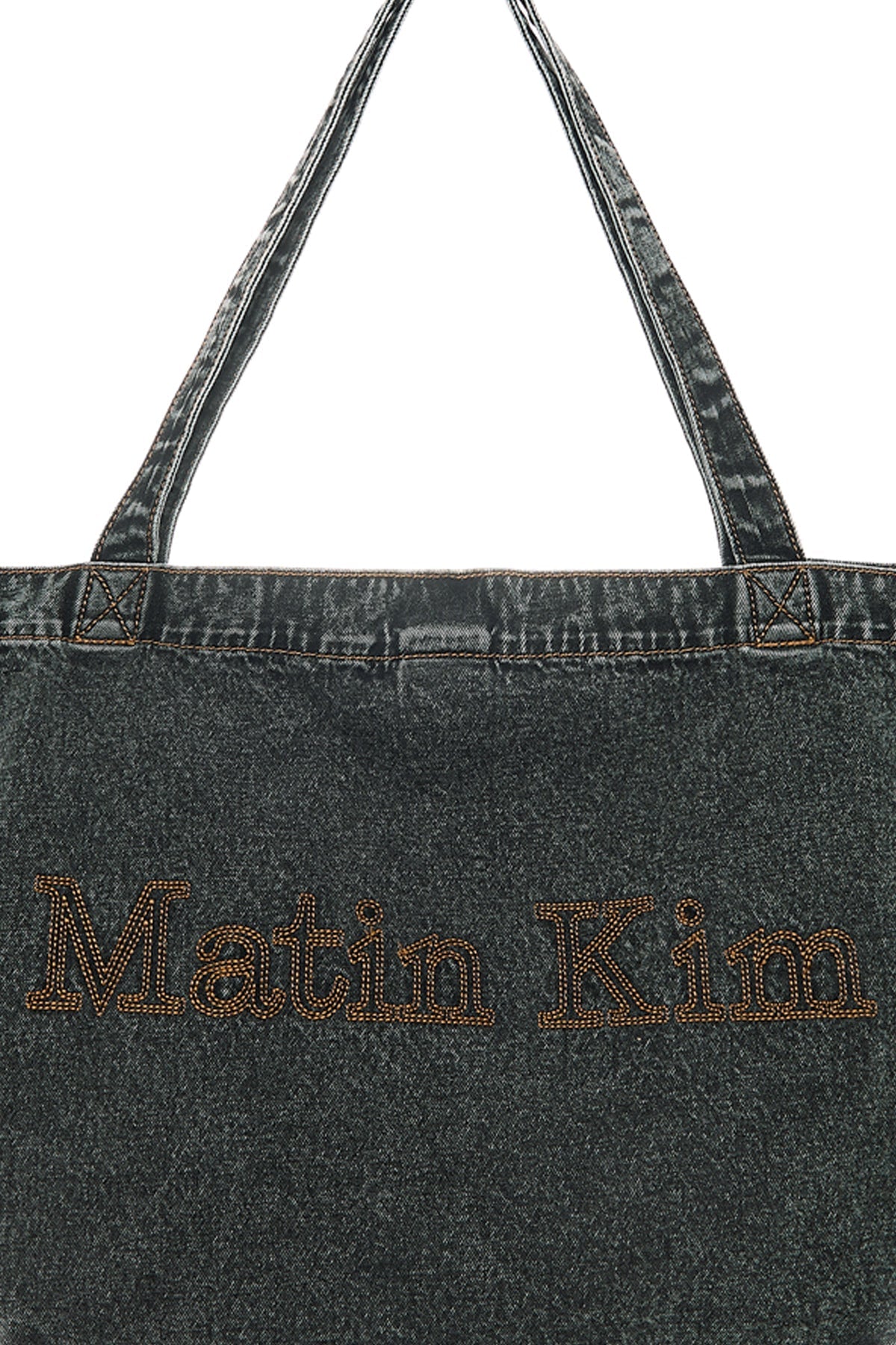 MATIN KIM - matin stitch denim shoulder bag in black 10