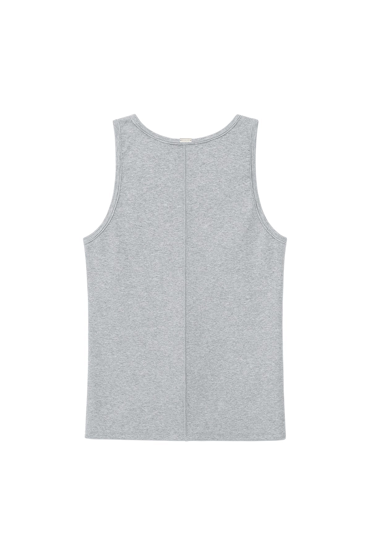MATIN KIM - small logo pintuck sleeveless top for men in grey 3