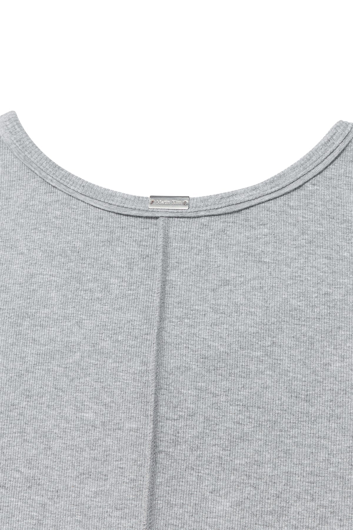 MATIN KIM - small logo pintuck sleeveless top for men in grey 7