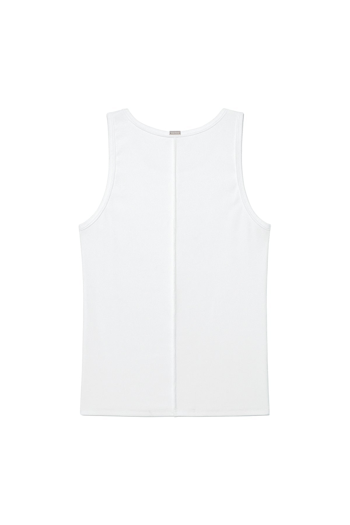 MATIN KIM - small logo pintuck sleeveless top for men in white 4