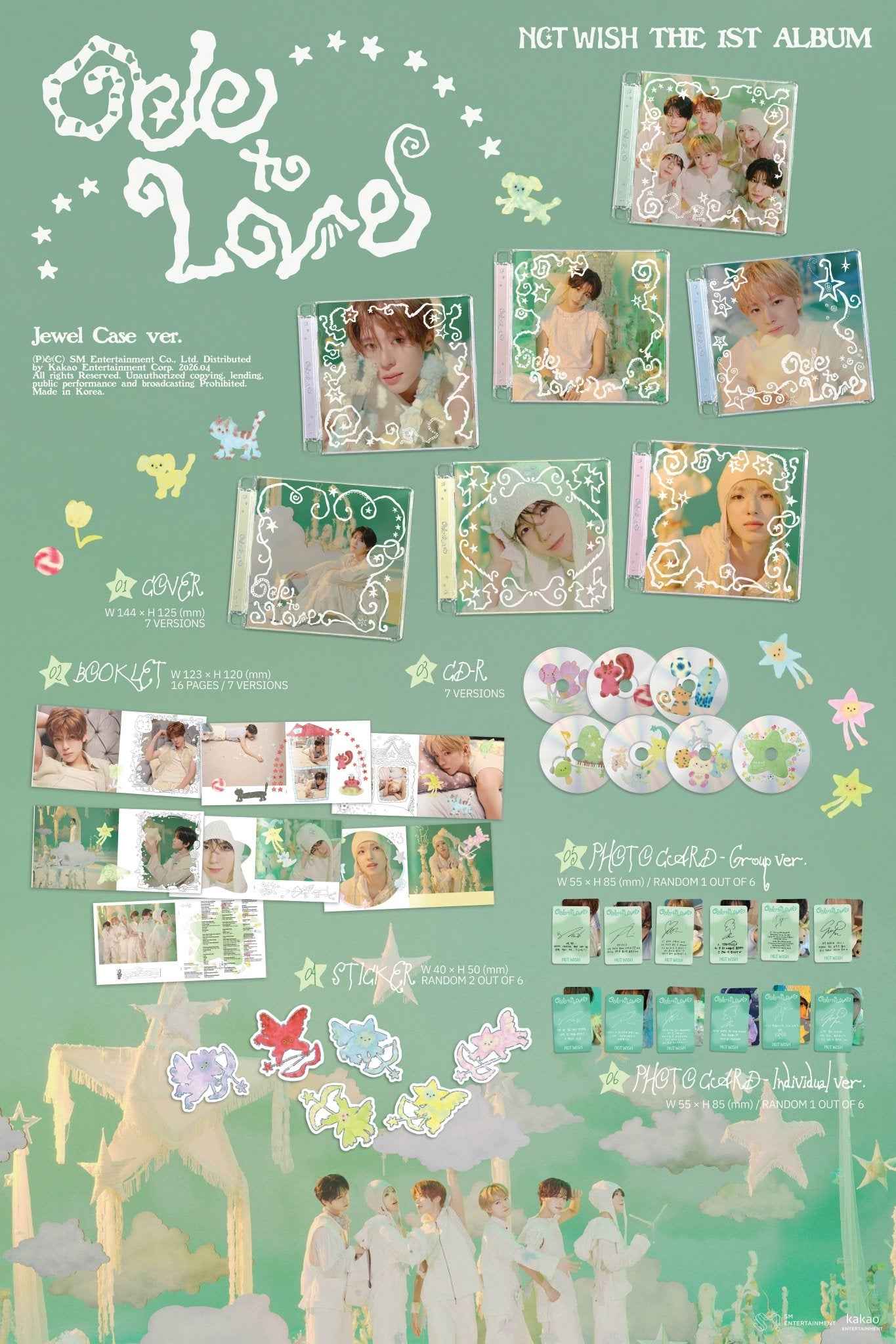 NCT WISH Ode to Love (1st Full Album) (Jewel Case Ver. /7 versions set RANDOM)