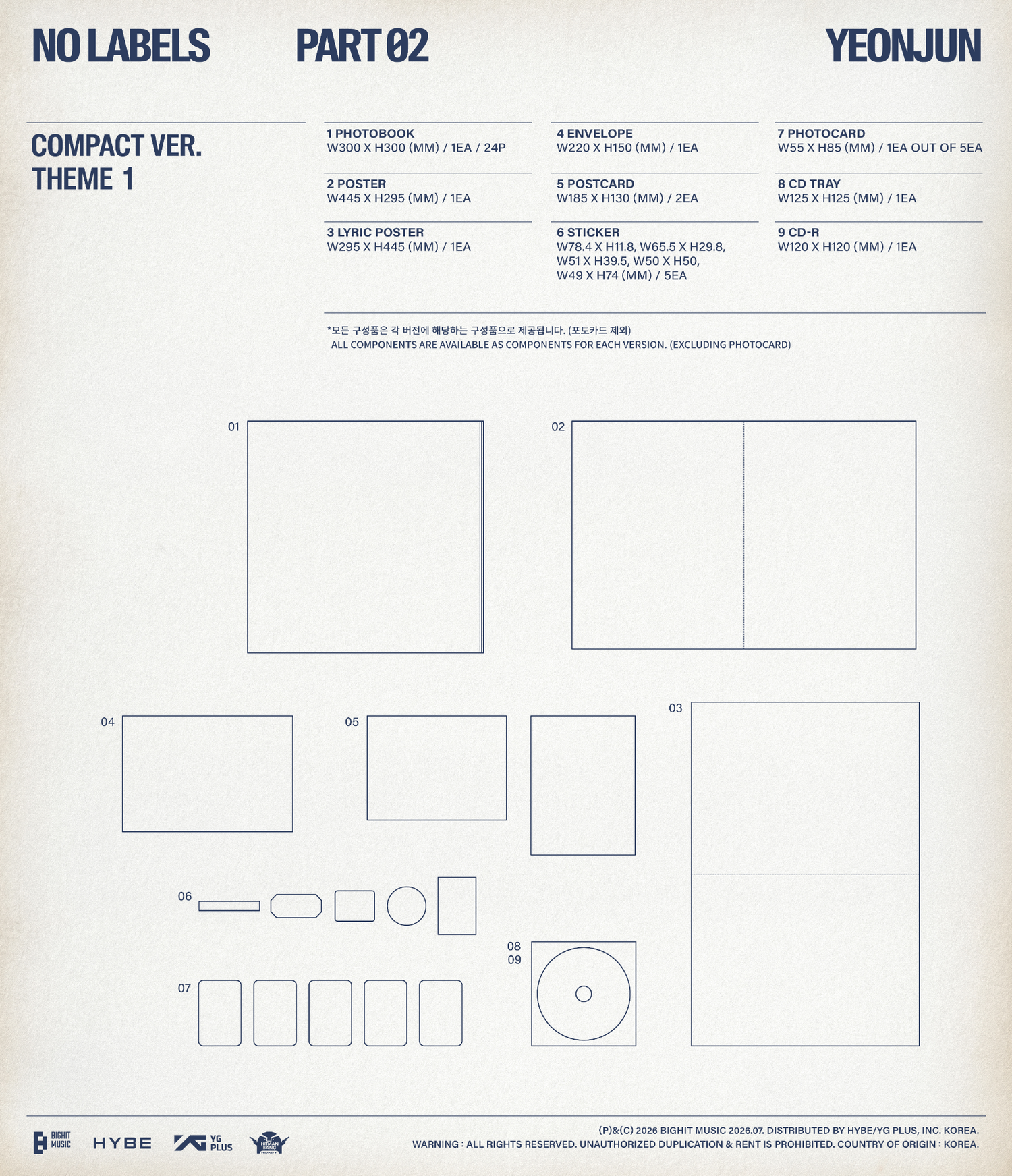 [POB] YEONJUN - NO LABELS: PART 02 [Compact Ver.] [SET]
