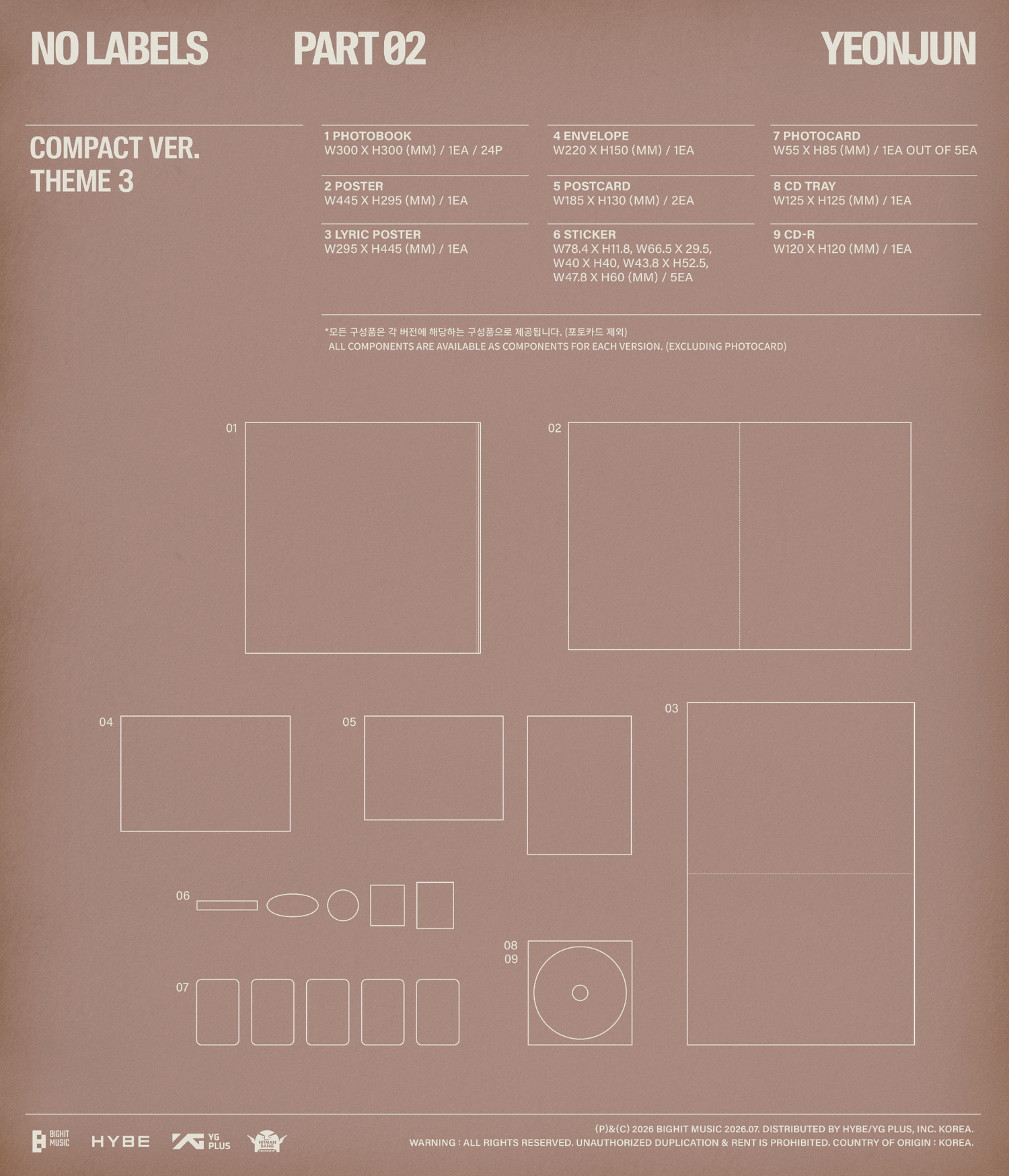 [POB] YEONJUN - NO LABELS: PART 02 [Compact Ver.] [SET]
