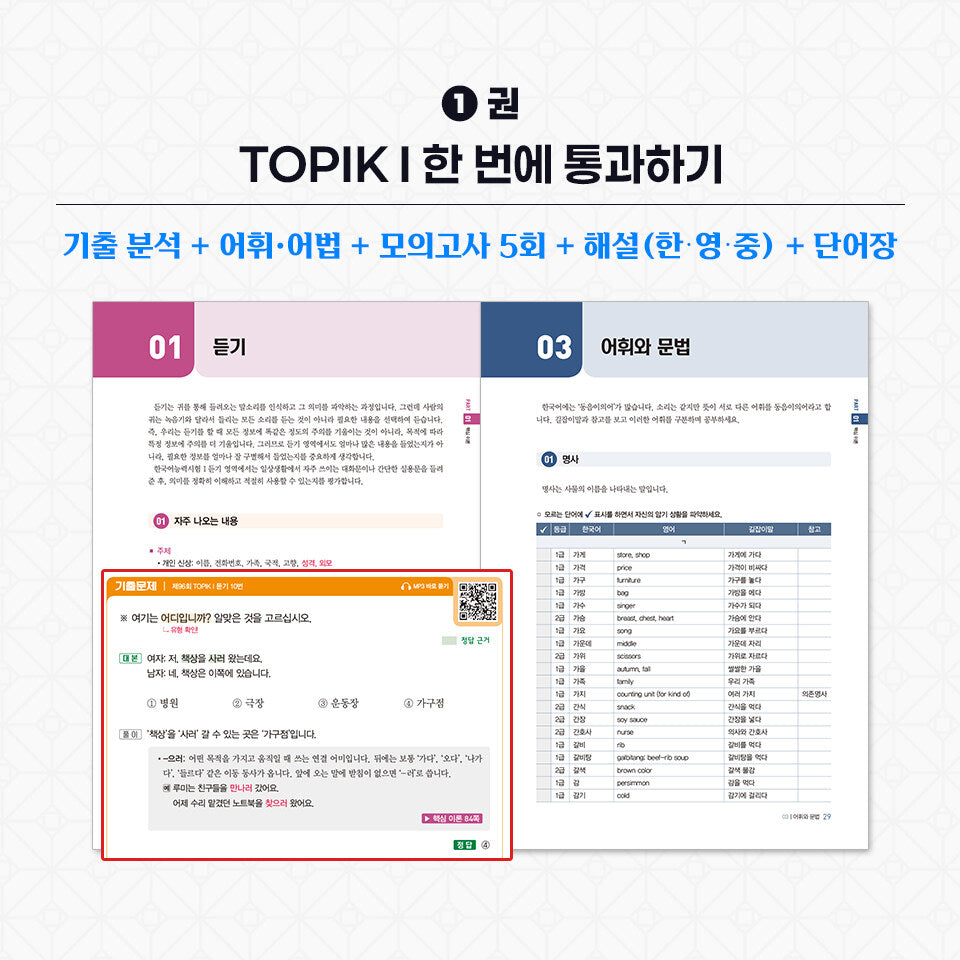 2026 TOPIK I (Test of Proficiency in Korean) Complete Preparation Set – Basic Book + Practice Mock Exams (2 Volumes)