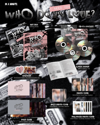 IN A MINUTE — Who Do You Love? : I Need You (CD, Random Love/Need Versions, First-press Unit Polaroid Included) image