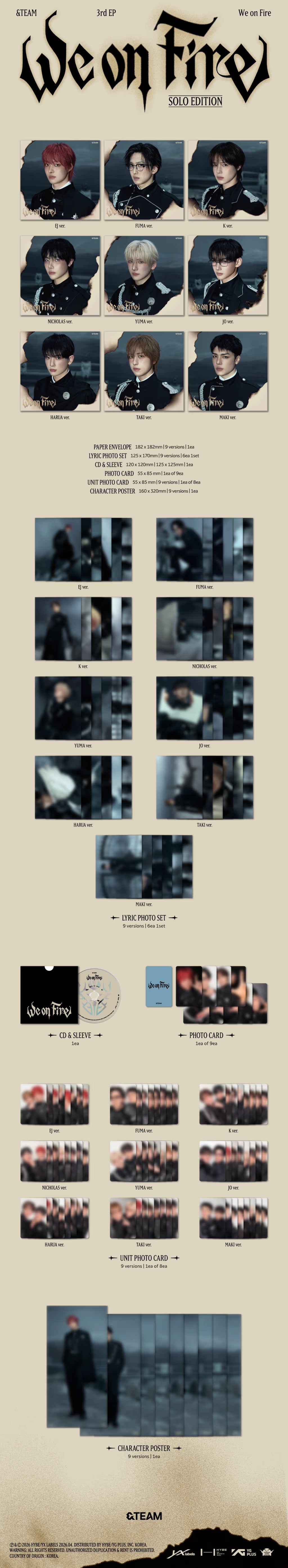 [EJ] &amp;TEAM We on Fire (3rd EP) (SOLO EDITION) [MAKESTAR] [LuckyDraw] [Facecall]