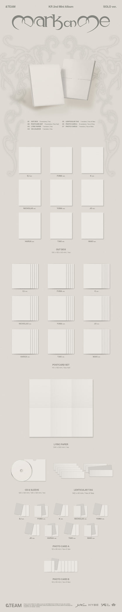 [POB] &amp;TEAM - Mark on Me (2nd Mini Album) [SOLO Ver.] [SET]