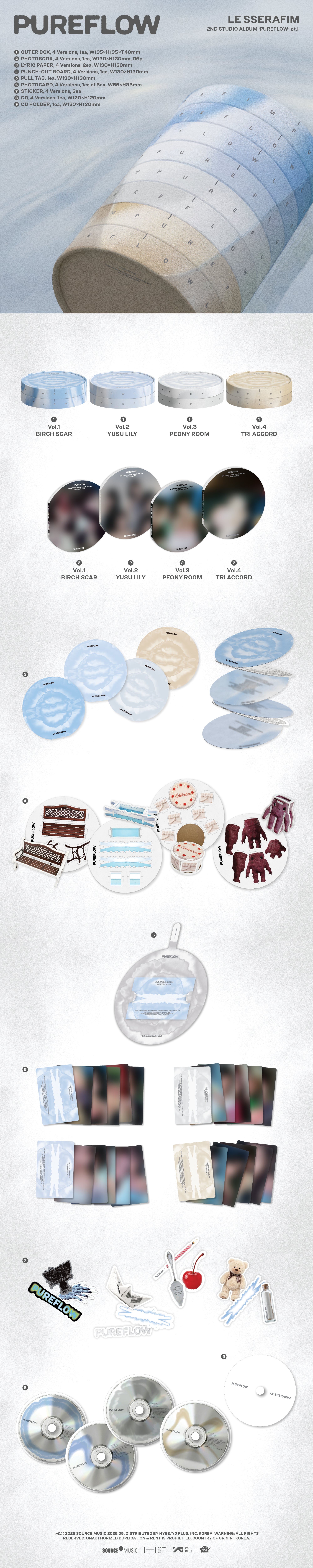 LE SSERAFIM (르세라핌) PUREFLOW pt.1 (2nd Studio Album) [4 versions set RANDOM]