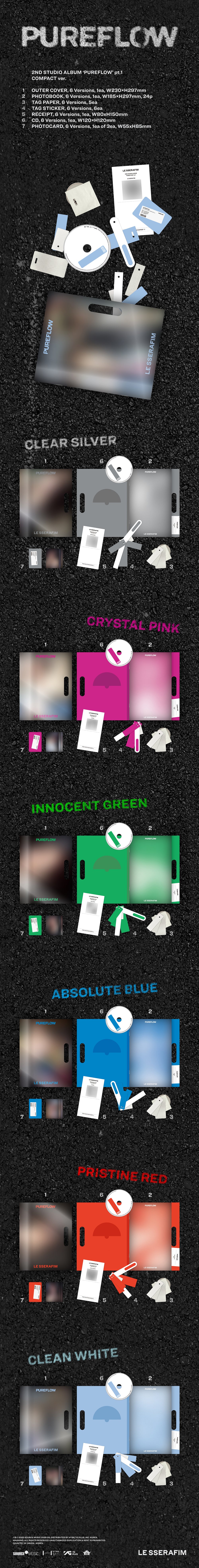 LE SSERAFIM (르세라핌) PUREFLOW pt.1 (2nd Studio Album) (COMPACT Ver.) 
package shot