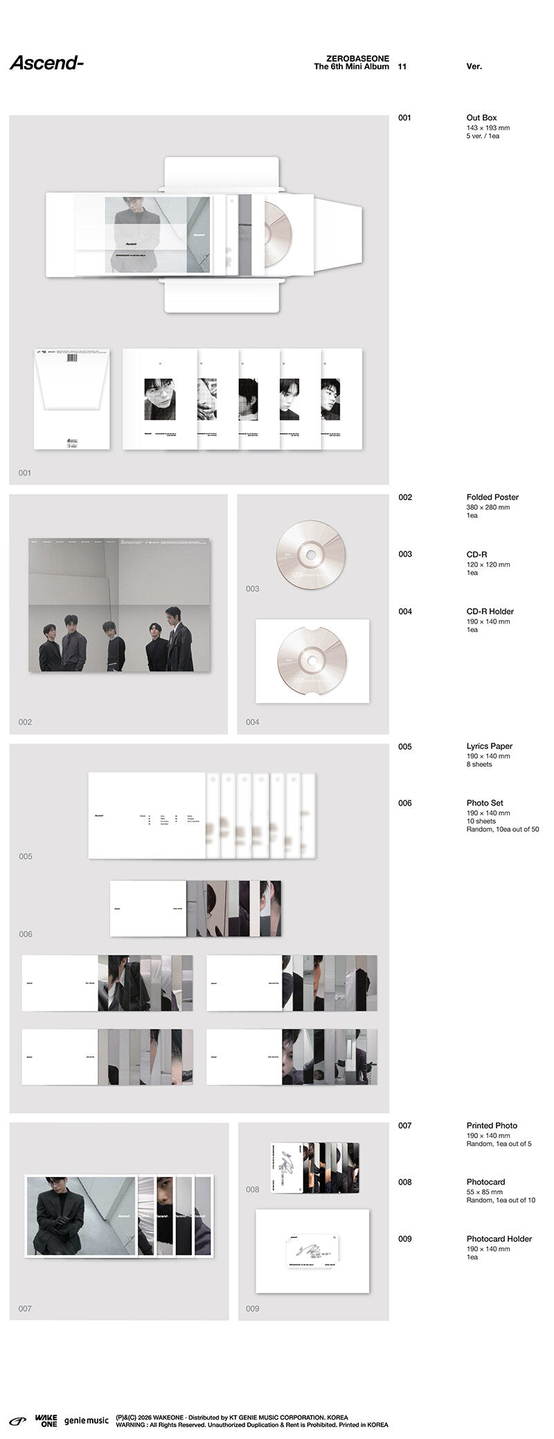 [MAKESTAR] ZEROBASEONE - Ascend- (The 6th Mini Album) [11 Ver.] [SET]