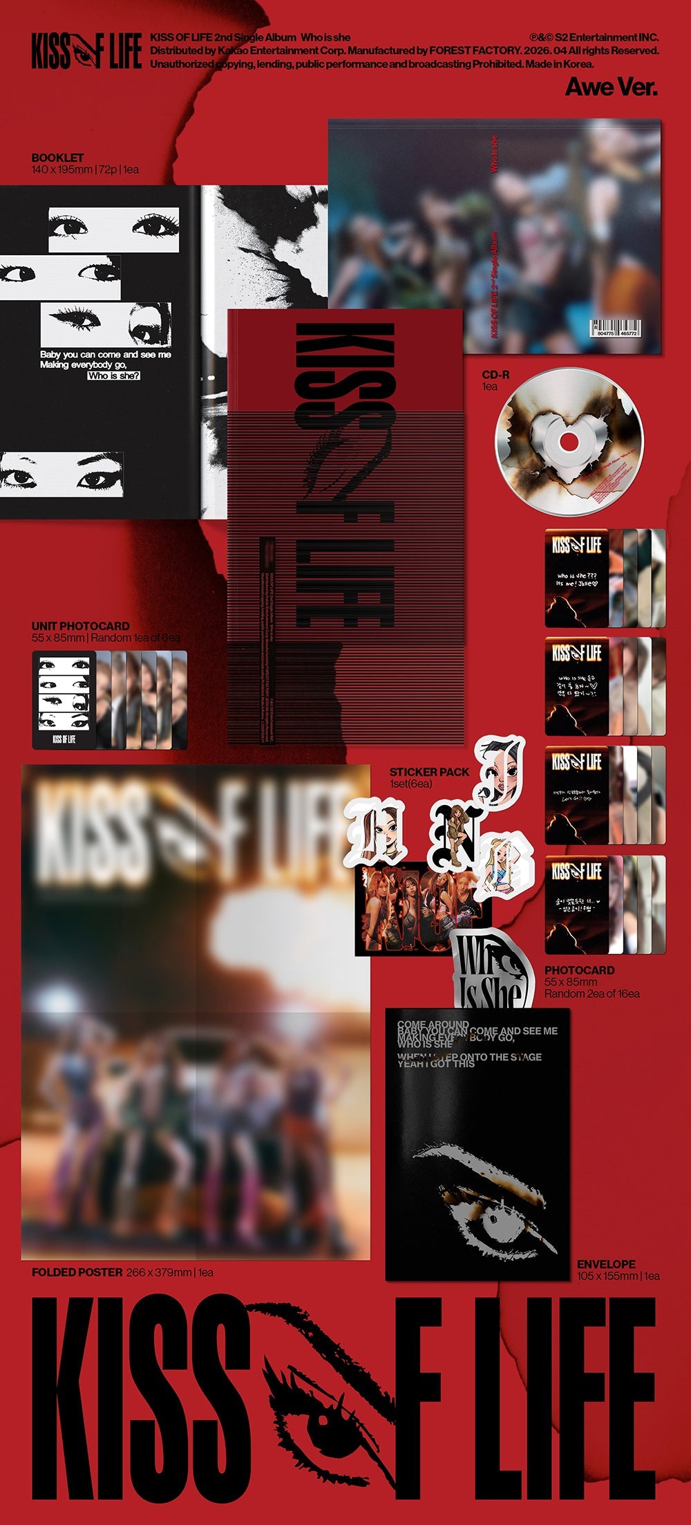 KISS OF LIFE - Who is she (2nd Single Album) [Awe Ver. Ver.] [APPLE MUSIC] [LuckyDraw] [Facecall]