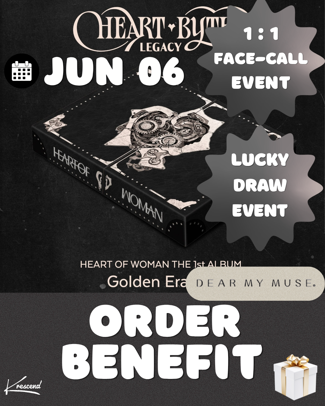 HEART OF WOMAN (하트오브우먼) - Heart Byte : LEGACY (The 1st ALBUM) [Golden Era Ver.] [DEAR MY MUSE] [LuckyDraw] [Facecall]