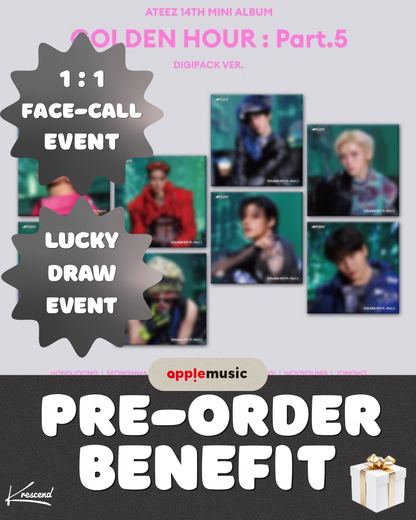 [SEONGHWA] [POB] ATEEZ - GOLDEN HOUR [DIGIPACK Ver.] [RANDOM] [APPLE MUSIC] [LuckyDraw] [Facecall]
