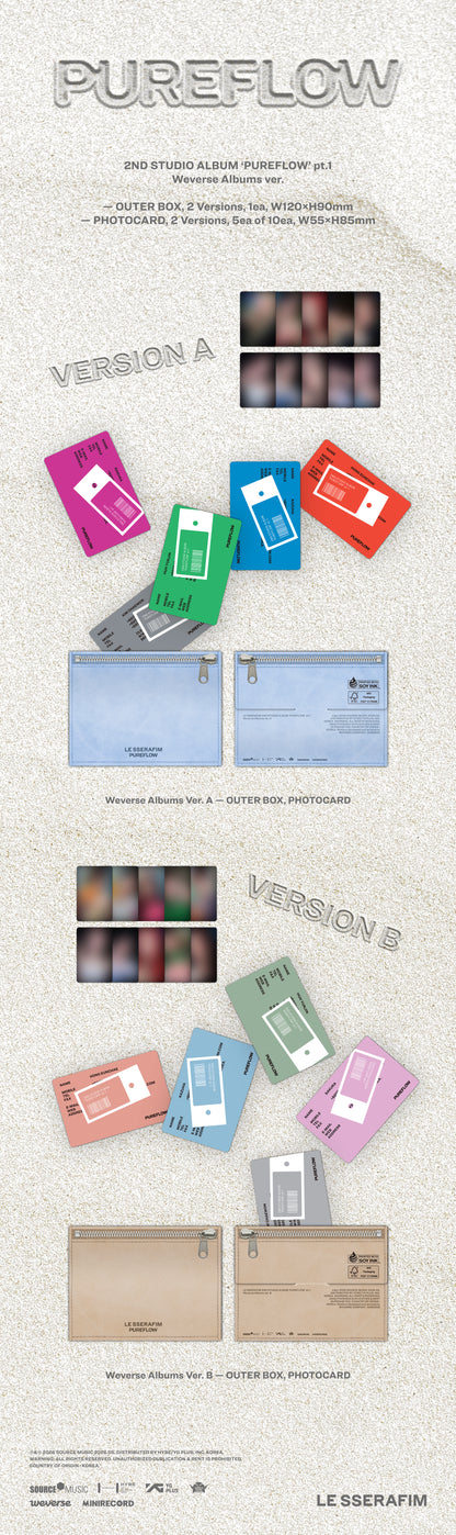 LE SSERAFIM (르세라핌) PUREFLOW pt.1 (2nd Studio Album) (Weverse Albums Ver.) package