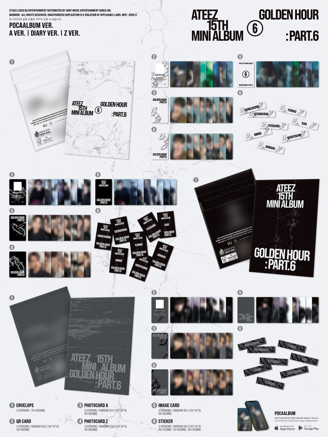 [album]ATEEZ - GOLDEN HOUR : Part.6 (15th mini, A / DIARY / Z) [POCAALBUM Ver.] [RANDOM]-
