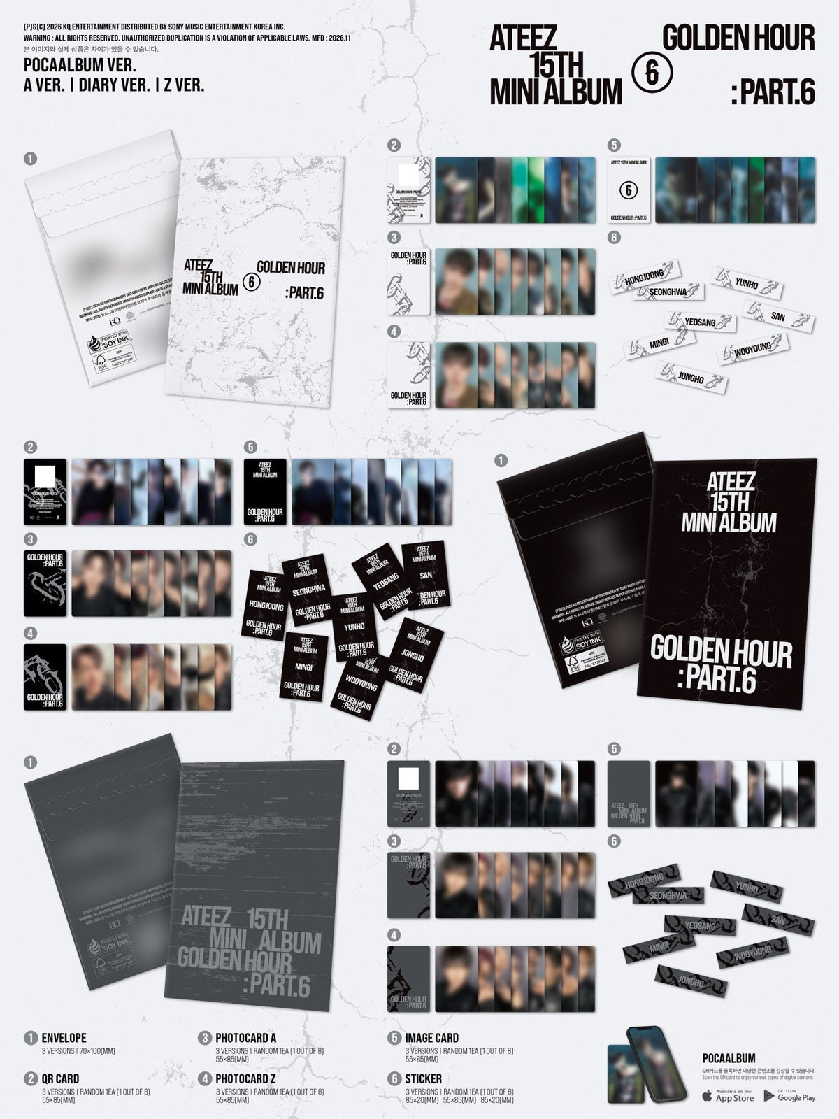 [album]ATEEZ - GOLDEN HOUR : Part.6 (15th mini, A / DIARY / Z) [POCAALBUM Ver.] [RANDOM]-