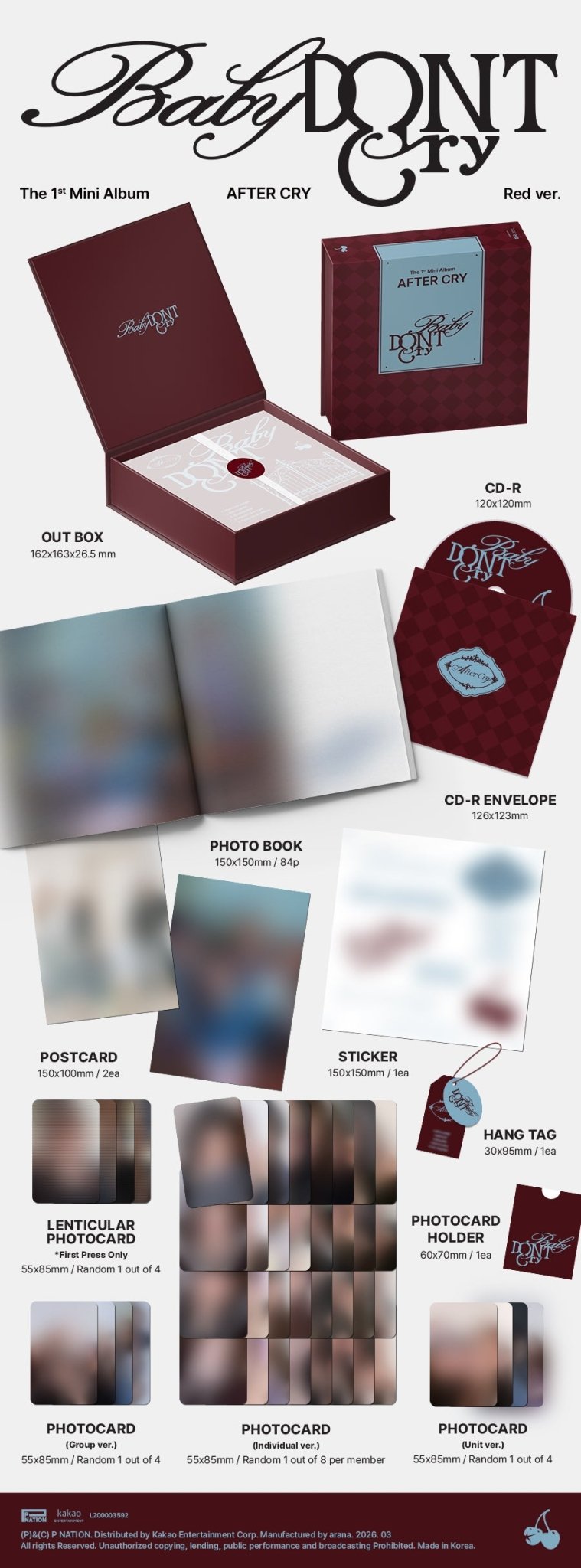 [Album]Baby DONT Cry The 1st Mini Album [AFTER CRY] (Pink / Red ver. / 2 versions set RANDOM) - product_vendor,