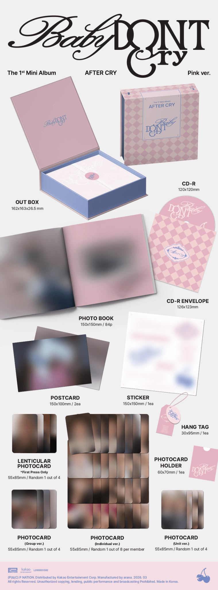 [Album]Baby DONT Cry The 1st Mini Album [AFTER CRY] (Pink / Red ver. / 2 versions set RANDOM) - product_vendor,