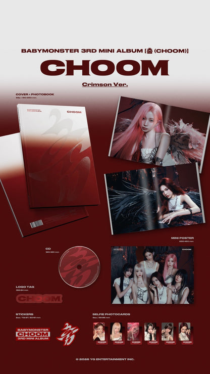[Album]BABYMONSTER (베이비몬스터) [춤 (CHOOM)] (3rd MINI ALBUM) (Crimson Ver.) - product_vendor,