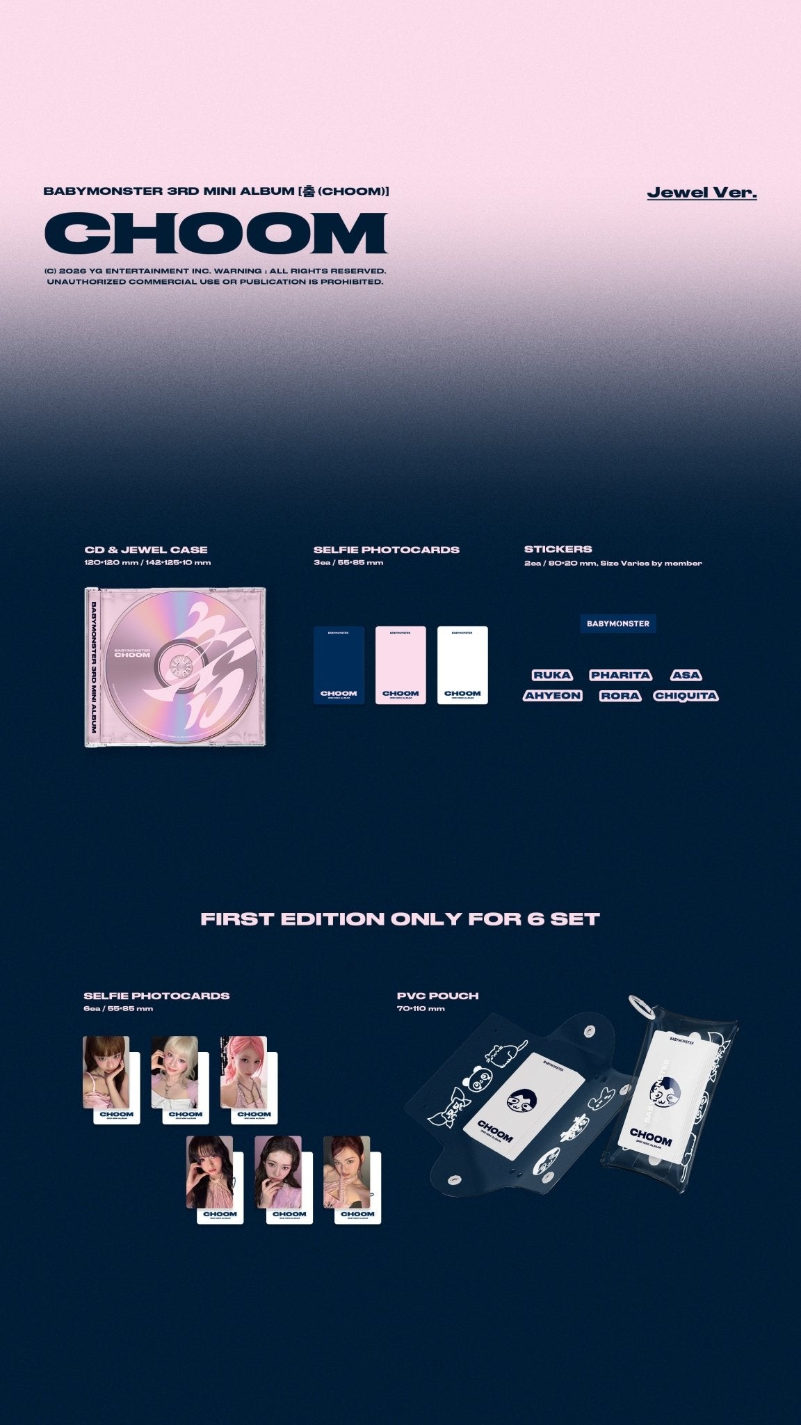 [New Sale Album]BABYMONSTER CHOOM Jewel Ver. (3rd MINI ALBUM) [6 versions set]. - product_vendor,