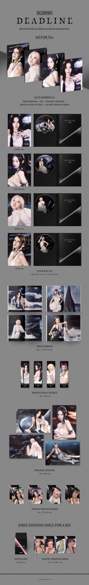 [New Sale Album]BLACKPINK - DEADLINE (3rd Mini Album) [Sliver Ver. / 4 versions set]. - product_vendor,