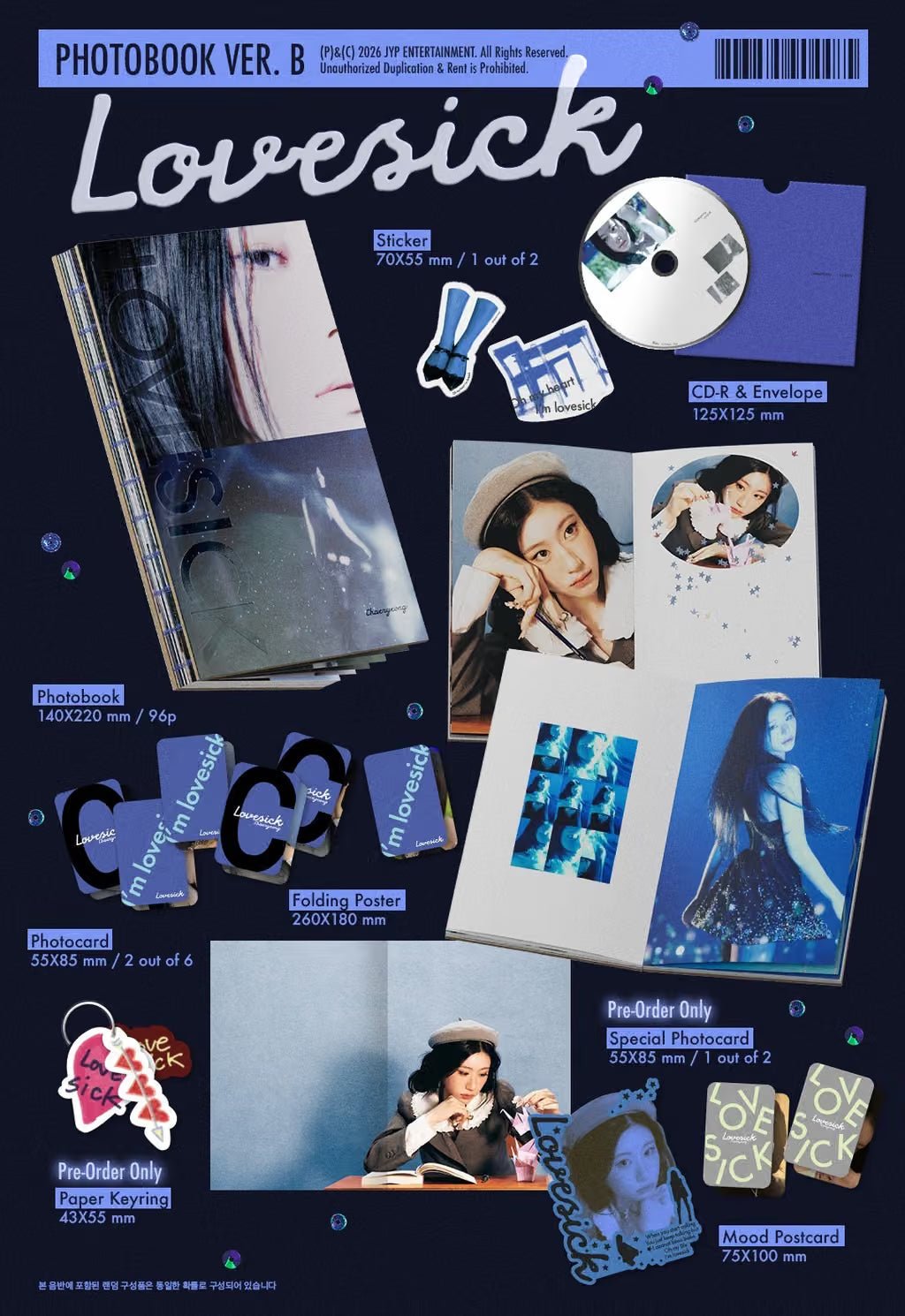 Chaeryeong - Lovesick (1st Mini Album) [Standard A / B Ver.] [RANDOM] [APPLE MUSIC] [LuckyDraw] [🎥 1:1] [Facecall]