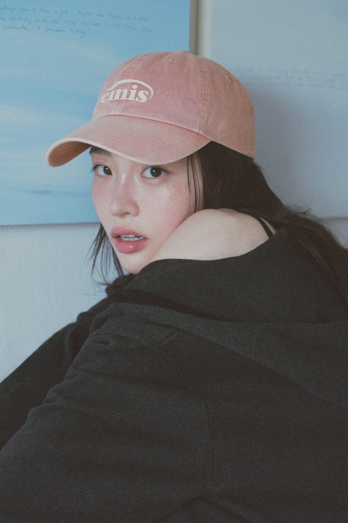 EMIS - logo print pigment dyeing ball cap-pink 1