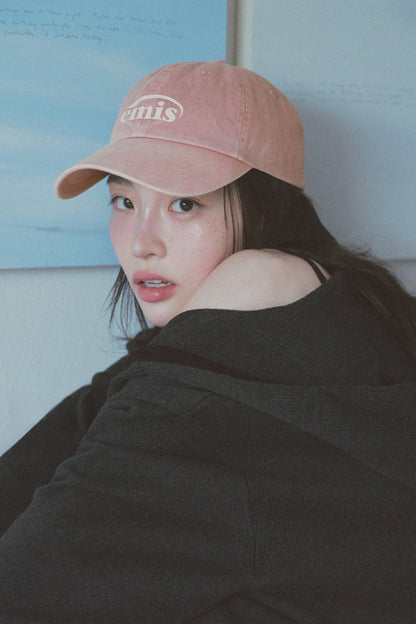 EMIS - logo print pigment dyeing ball cap-pink 1